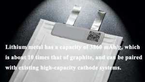 金屬鋰的容量為3860-mAh-g，約為石墨的10倍，可與一流的高容量陰極系統(tǒng)連接。